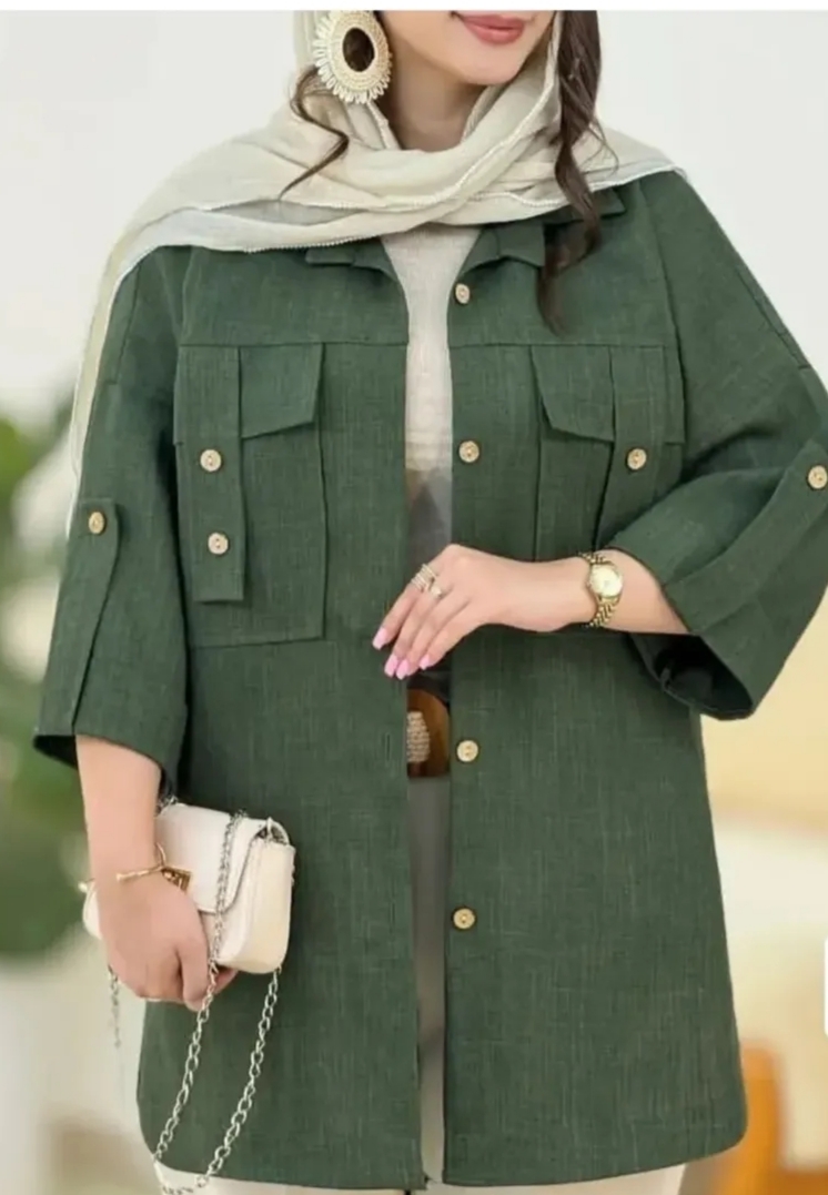 مانتوکاربردی دکمه دار لینن