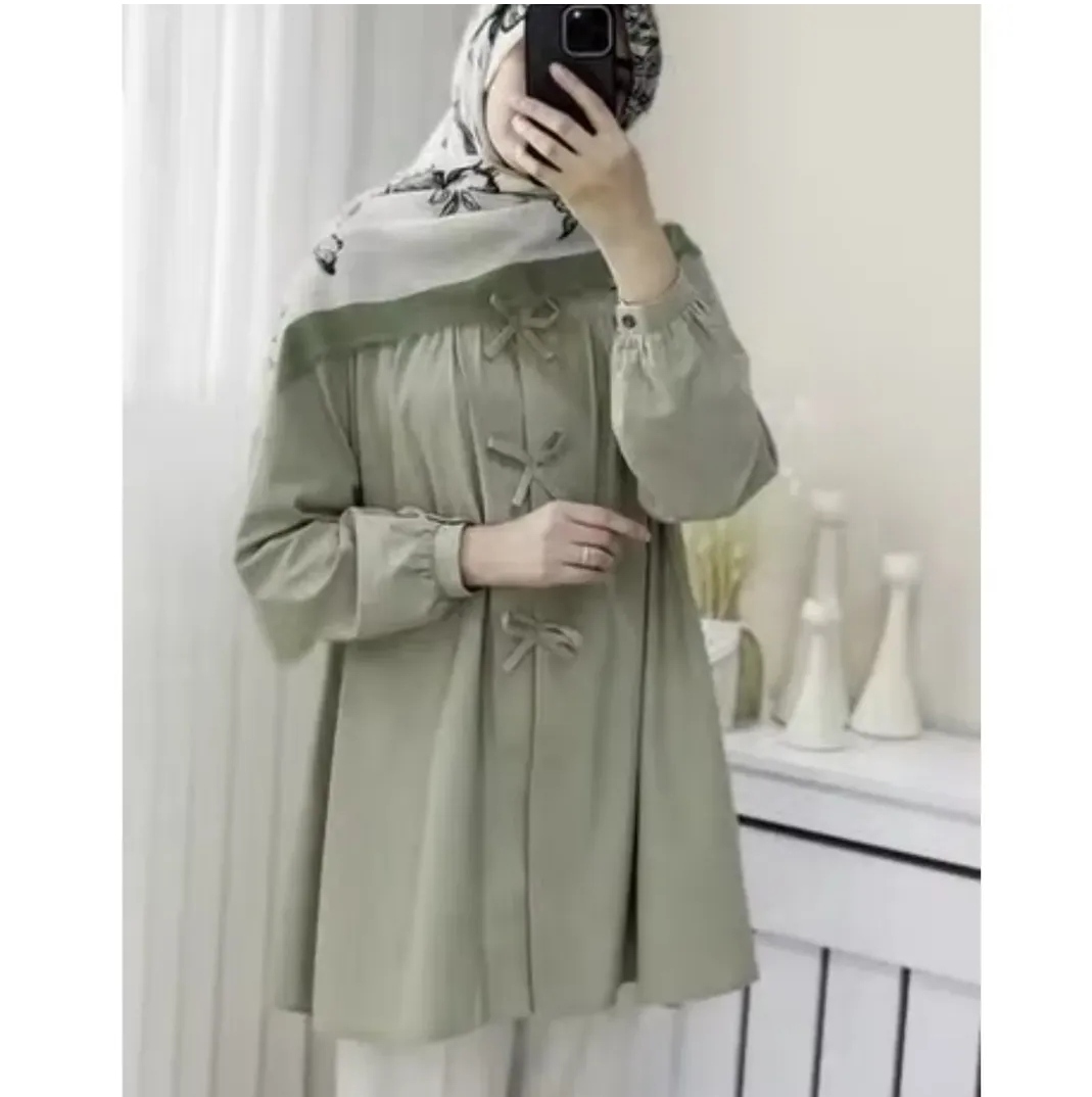 مانتو کنان کجراه پاپیوندار دکمه مخفی